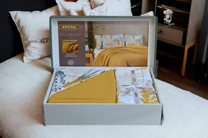 Комплект постельного белья с пледом Kristal Ranforse 200×230 см Breeze Hardal - изображение 2
