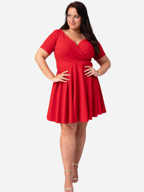 Sukienka trapezowa damska Plus Size Karko U337 54-56 Czerwona (5903676038115) - obraz 1