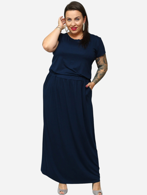 Плаття-туніка макcі жіноча Karko SA300 46-48 Темно-синє (5903676036708) - зображення 1