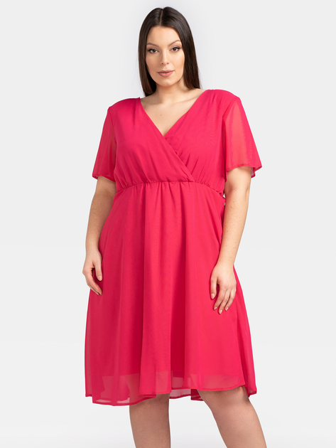 Sukienka trapezowa damska Plus Size Karko SA399 50 Różowa (5903676032373) - obraz 1