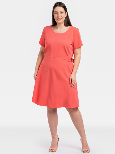 Sukienka trapezowa damska Plus Size Karko SC253 52 Koralowa (5903676222743) - obraz 1