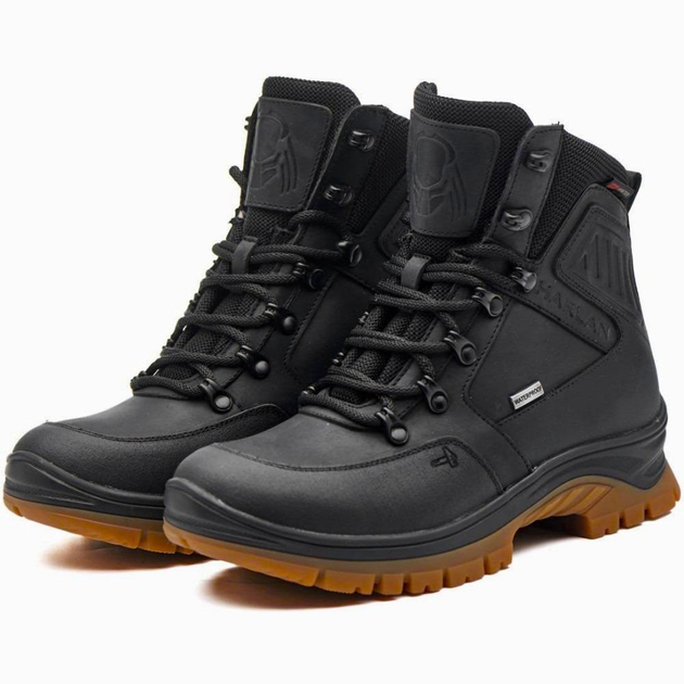 Берцы демисезонные тактические ботинки PAV 505 Harlan черные кожаные с мембраной Winterfrost 40 - изображение 1