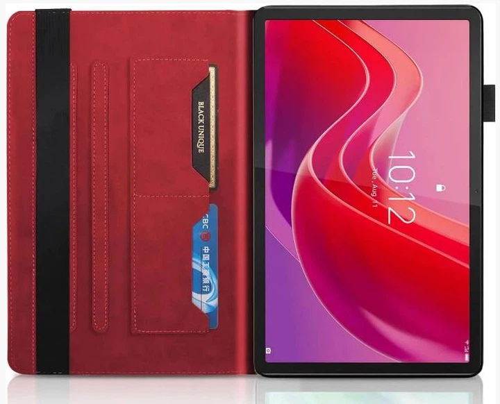 Чехол Wood Book на Xiaomi Redmi Pad SE (11") / чехол для планшета с функций подставки и отделением для кредитных карт / (красный) - изображение 2