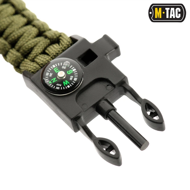 Браслет з компасом, висікачем іскор і свистком M-Tac, Olive, L. Паракорд. - Фото 5 Браслет з компасом, висікачем іскор і свистком M-Tac, Olive, L. Паракорд. - изображение 5
