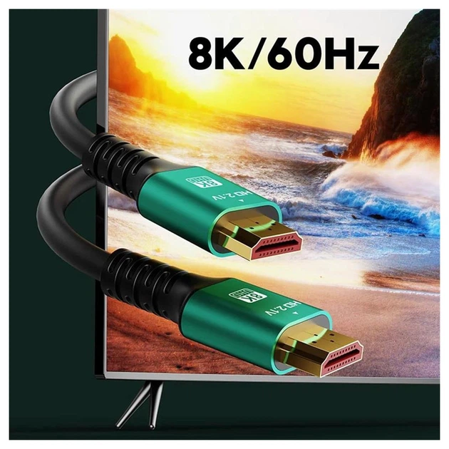 Кабель U&P HDMI 2.1 - HDMI 2.1 UltraHD 8K 60Hz 1.5 м Green (SSE-CA15-GN) - Фото 4 Кабель U&P HDMI 2.1 - HDMI 2.1 UltraHD 8K 60Hz 1.5 м Green (SSE-CA15-GN) - изображение 4
