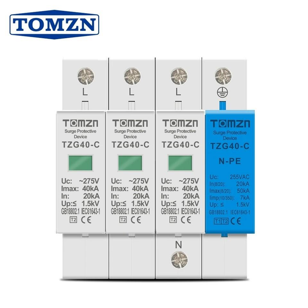 Устройство защиты от импульсного перенапряжения трехфазное TOMZN TZG40 ...