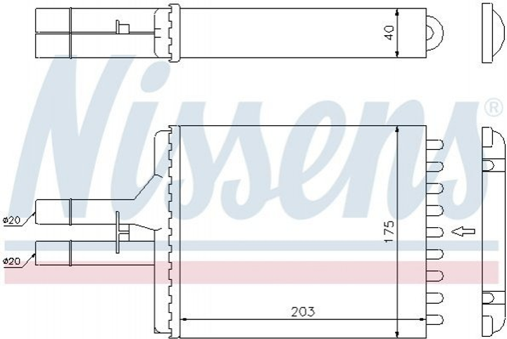 Радіатор пічки NISSENS 72656 Opel Vectra 1843107, 1843215, 90463839 - зображення 1