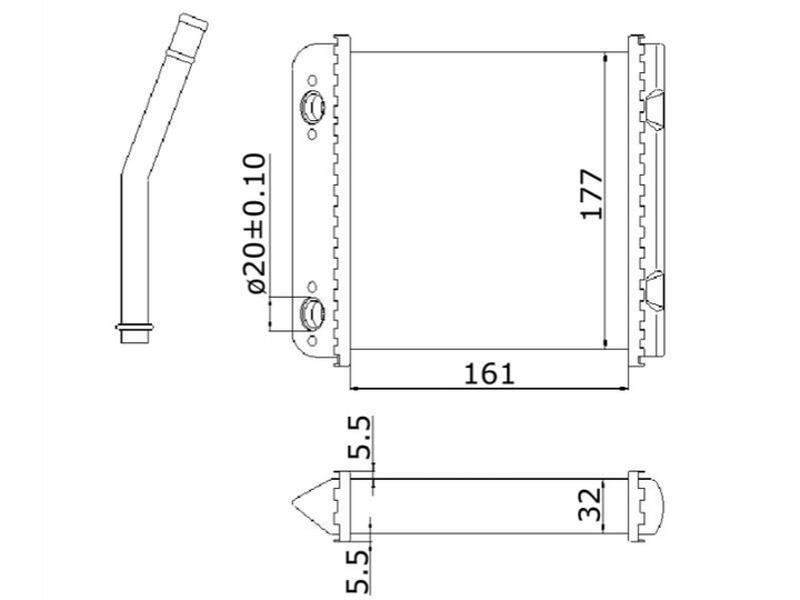 Радіатор грубки STARLINE OL6132 Opel Vectra 90399229, 90399223, 52488847 - зображення 1