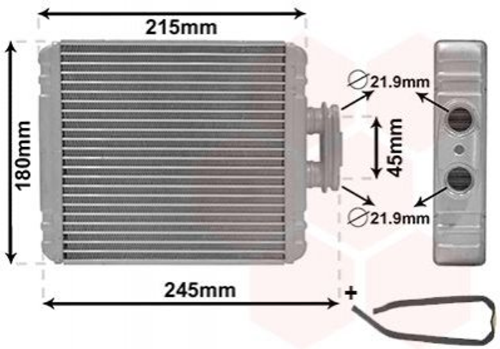 Радіатор грубки Van Wezel 76016700 Audi A1; Skoda Rapid, Fabia; Seat Ibiza, Toledo; Volkswagen Polo 6C0819031 - зображення 1