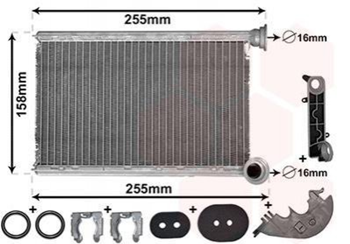 Радиатор печки Van Wezel 43006551 Renault Megane, Scenic, Grand Scenic 7701209524, 7701207710 - изображение 1