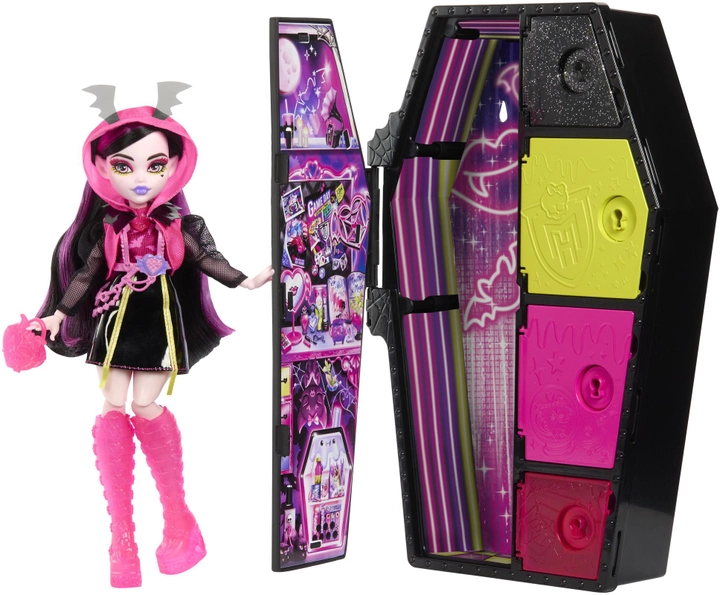 Лялька Mattel Monster High Skulltimate Secrets Дракулаура Неонова HNF78 (0194735139361) - зображення 1