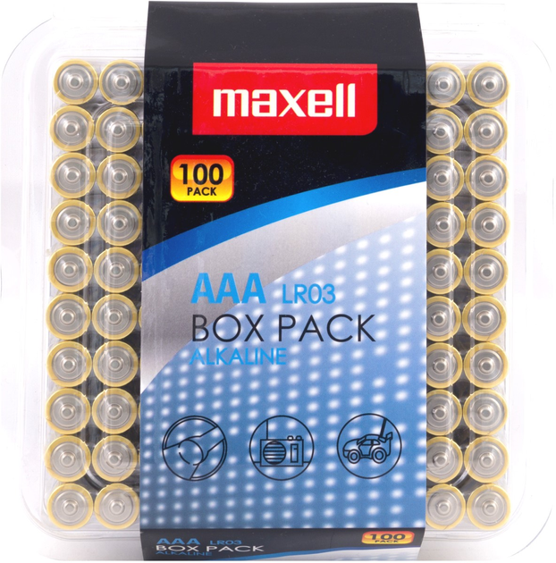 Батарейка лужна Maxell Alkaline LR03/AAA 1.5V Pack 100 шт (MXBLR100AAA) - зображення 1