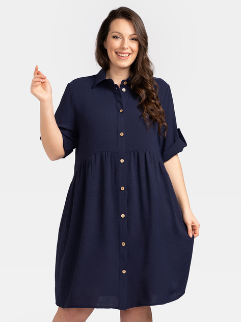 Сукня-сорочка міді літня жіноча Karko SB528 46/48 Темно-синя (5903676114048) - зображення 1