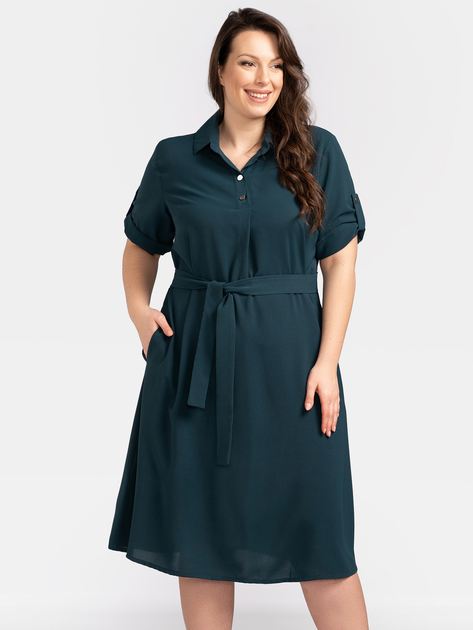 Сукня-сорочка міді літня жіноча Karko SB639 38/40 Зелена (5903676126058) - зображення 1