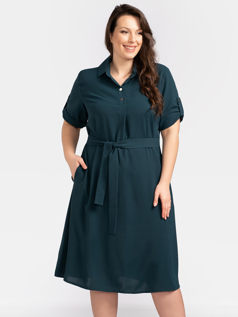 Сукня-сорочка міді літня жіноча Karko SB639 46/48 Зелена (5903676126072) - зображення 1