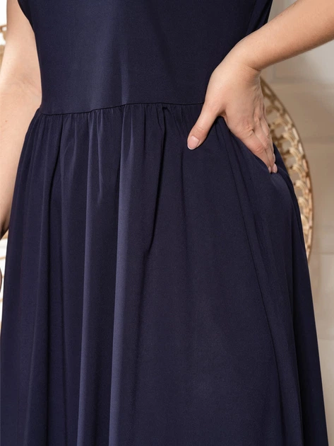 Sukienka trapezowa damska midi Karko SB993 44 Granatowa (5903676181217) - obraz 9