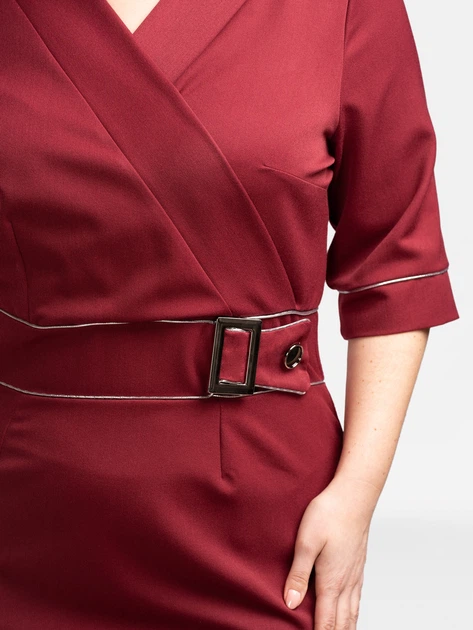 Плаття на запах міді осіннє жіноче Karko SC125 48 Бордове (5903676199106) - зображення 4