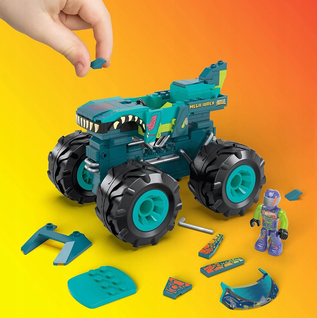 Klocki konstrukcyjne Mega Hot Wheels Mega-Wrex Monster Truck 187 elementów (1947350247803) - obraz 7
