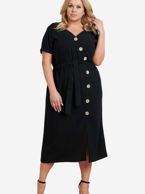 Плаття-сорочка міді літнє жіноче Karko SB879 50-52 Чорне (5903676154471) - зображення 1