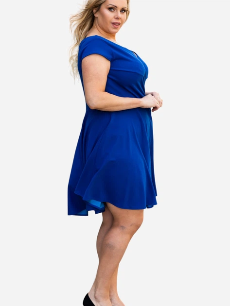 Sukienka trapezowa damska Plus Size Karko SB146 50-52 Niebieska (5903676065463) - obraz 5