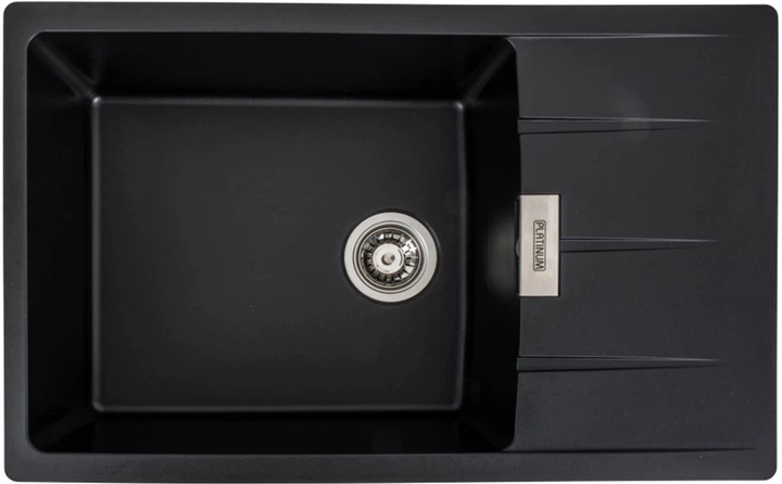 Кухонная мойка гранит Platinum 7850 ROMA матовая черная + сифон - Фото 1 Кухонная мойка гранит Platinum 7850 ROMA матовая черная + сифон - изображение 1