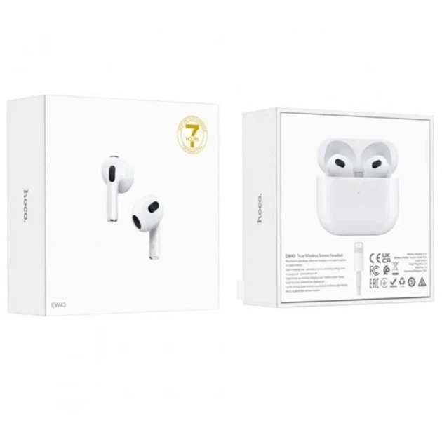 Беспроводные TWS наушники HOCO EW43 Белый - Фото 3 Беспроводные TWS наушники HOCO EW43 Белый - изображение 3
