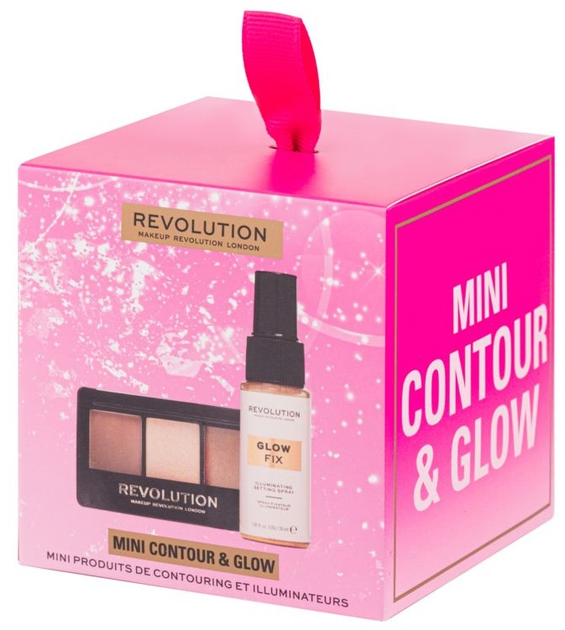 Zestaw kosmetyków dekoracyjnych Makeup Revolution Mini Contour & Glow Paleta do konturowania 3 x 1.05 g + Utrwalacz makijażu 30 ml (5057566769273) - obraz 1