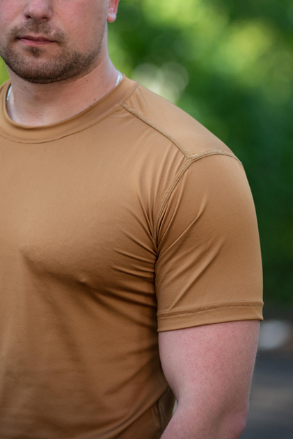 Чоловічі футболки Jersey потовідвідна еластична Койот 46 - зображення 2