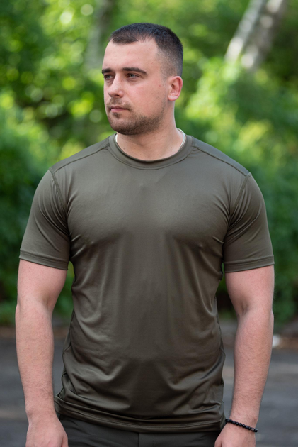 Чоловічі футболки Jersey потовідвідна еластична Хакі 52 - изображение 1