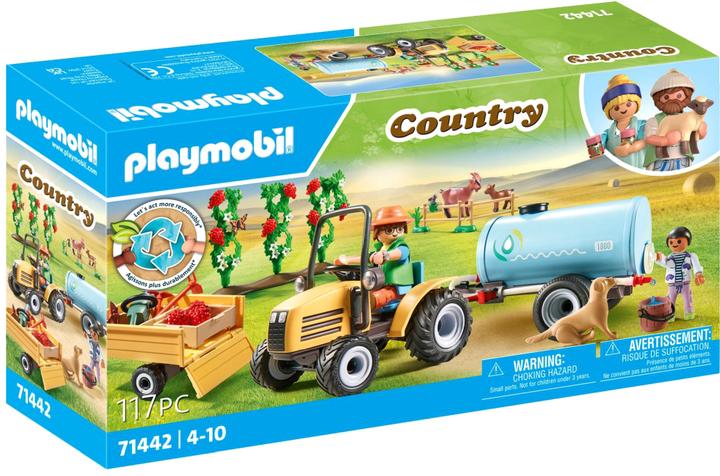 Набір фігурок Playmobil Country Tractor With Trailer And Water Tank 117 предметів (4008789714428) - зображення 1