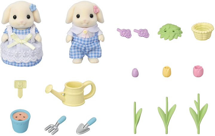 Zestaw figurek Sylvanian Families Flower Garden Flora Rabbit Brother & Sister 17 szt (5054131057360) - obraz 3