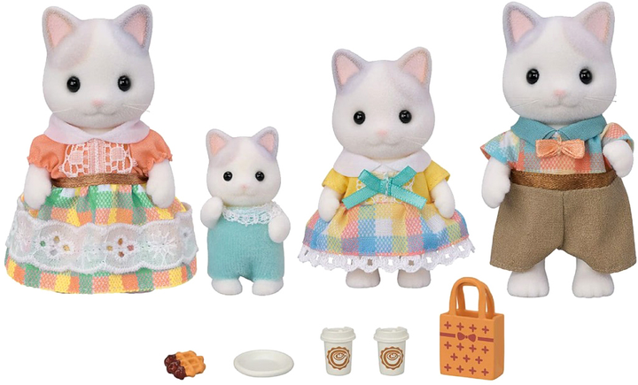 Zestaw figurek Sylvanian Families Latte Cat Family z akcesoriami 9 szt (5054131057384) - obraz 3