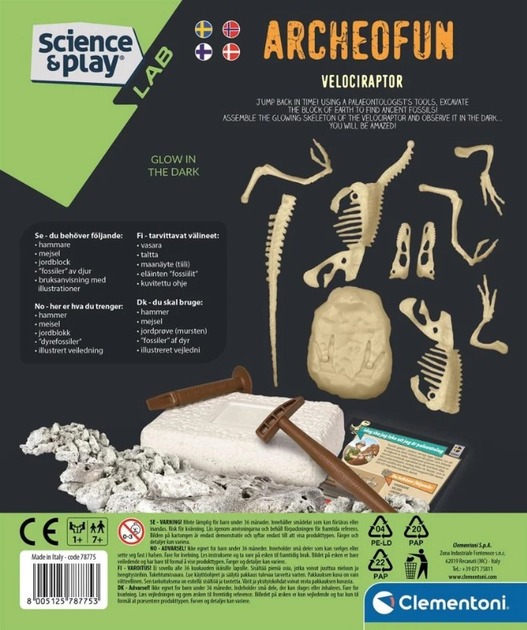 Zestaw do eksperymentów naukowych Clementoni Archeo Fun Welociraptor (8005125787753) - obraz 2