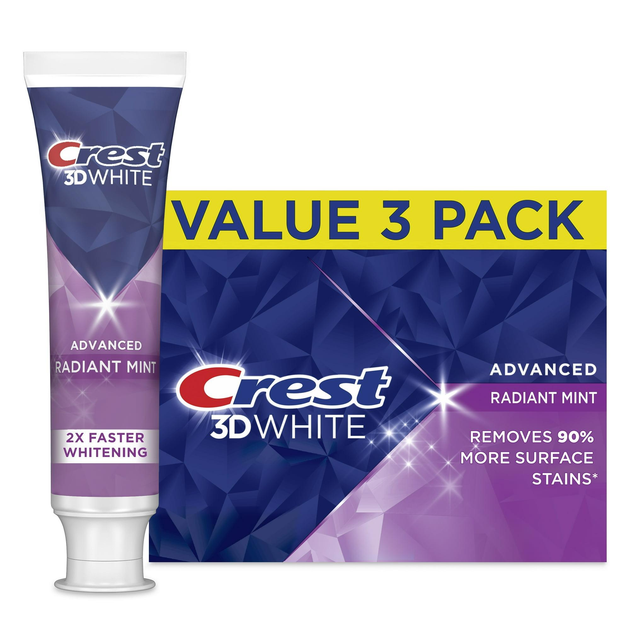 Відбілююча зубна паста Crest 3D White Radiant Mint для зубного каменю та безпечного відбілювання |комплект 3 шт.| 280 г Made in USA - зображення 1