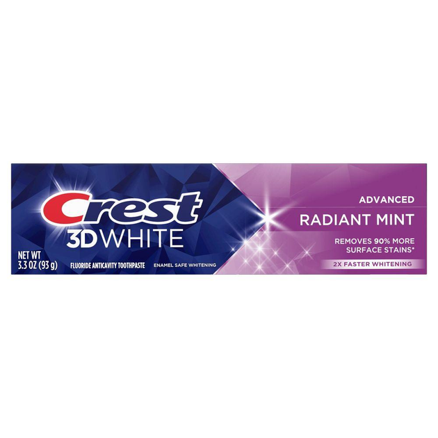 Відбілююча зубна паста Crest 3D White Radiant Mint для зубного каменю та безпечного відбілювання |комплект 3 шт.| 280 г Made in USA - зображення 11