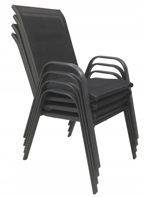 Комплект Садових Меблів Круглий Стіл 60 см + 4 Крісла Текстилен GardenLine Majorka-4 Black Чорний для дачі для тераси для лоджії для балкону Польща - зображення 5