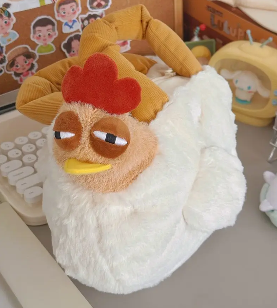Мягкая игрушка плюшевая курица-сумка 30см Funny Chicken Plush Bag ...