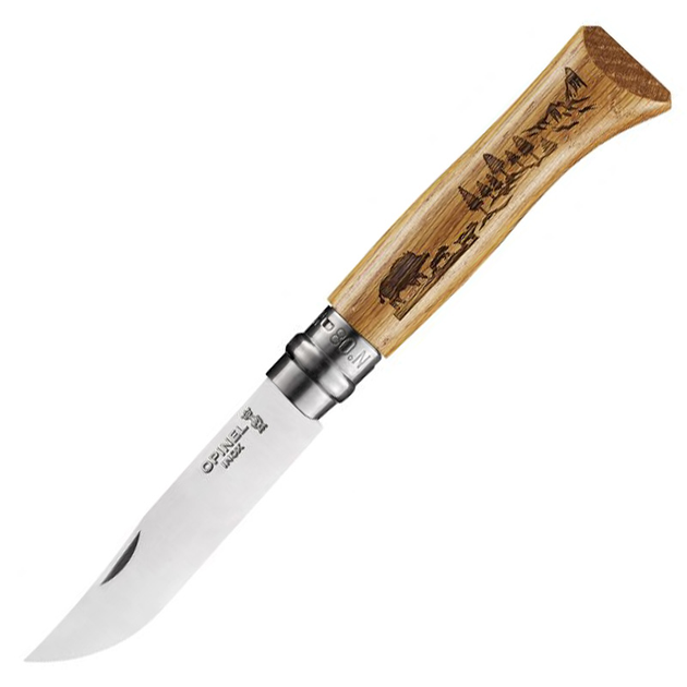 Нож складной Opinel №8 Animalia Кабан (длина: 190мм, лезвие: 85мм), дуб - изображение 1