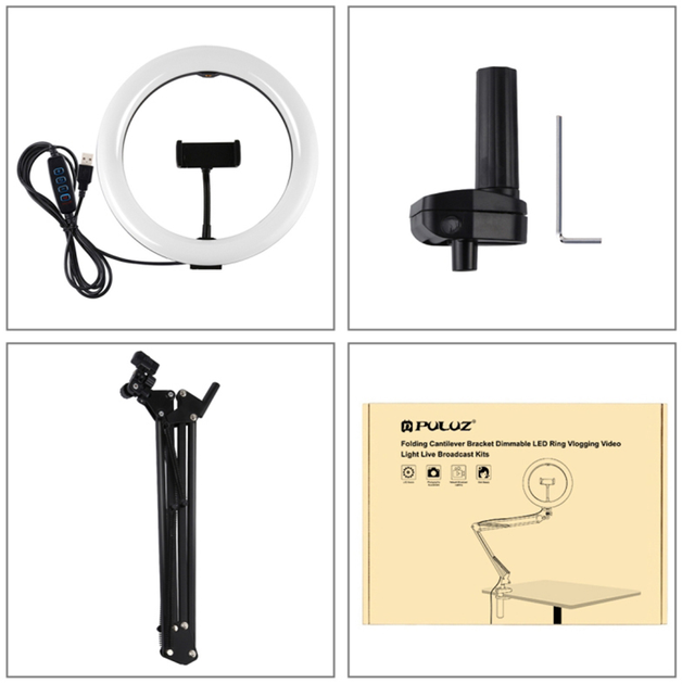 Кільцева USB LED лампа Puluz PKT3090B 10.2" зі струбциною - зображення 2