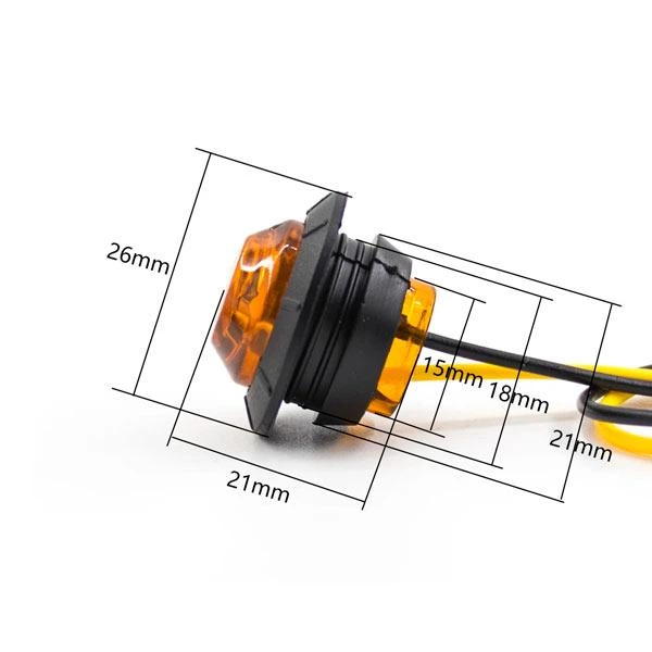 Фонарь LED габаритный круглый 12В-24В диам 27 мм IP67 оранжевый - изображение 2