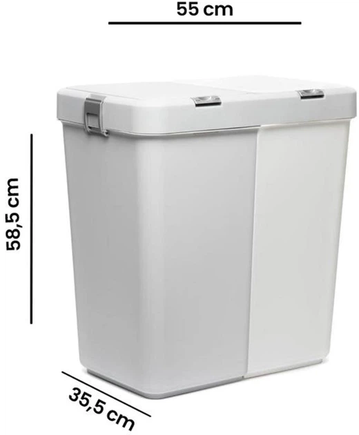 Корзина для белья Motek двойная 40+40 л (SU-МТ-09) - изображение 6