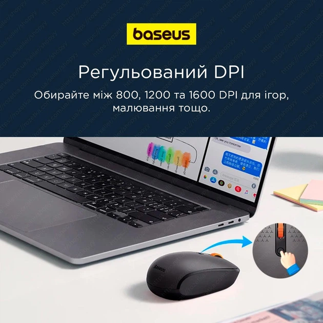 Беспроводная мышь Baseus F01A, 2,4G, бесшумный щелчок - Фото 6 Беспроводная мышь Baseus F01A, 2,4G, бесшумный щелчок - изображение 6