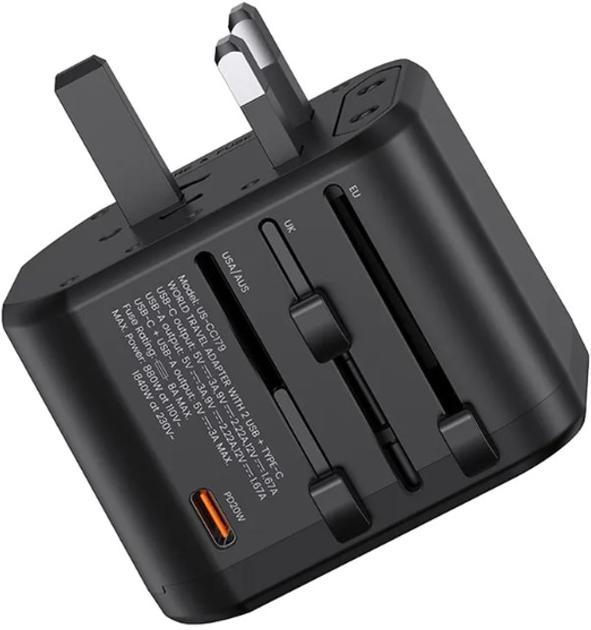 Мережевий зарядний пристрій Usams T59 Universal Travel Charger 20W Black (CC179TC01) - зображення 2