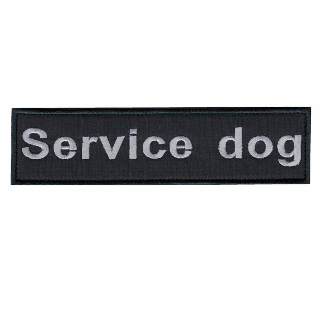 Шеврон патч на липучці Service Dog Службова собака, на чорному фоні, 3*13см. - зображення 1