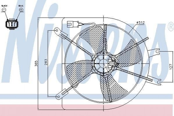 Вентилятор охолодження двигуна NISSENS 85043 Honda Civic, HR-V, City 19005P08003, 19015P08003, 19015P08013 - зображення 1