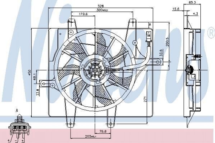 Вентилятор охолодження двигуна NISSENS 85289 Chrysler PT CRUISER 5017407AA, 5017407AB, 5073505AA - зображення 1