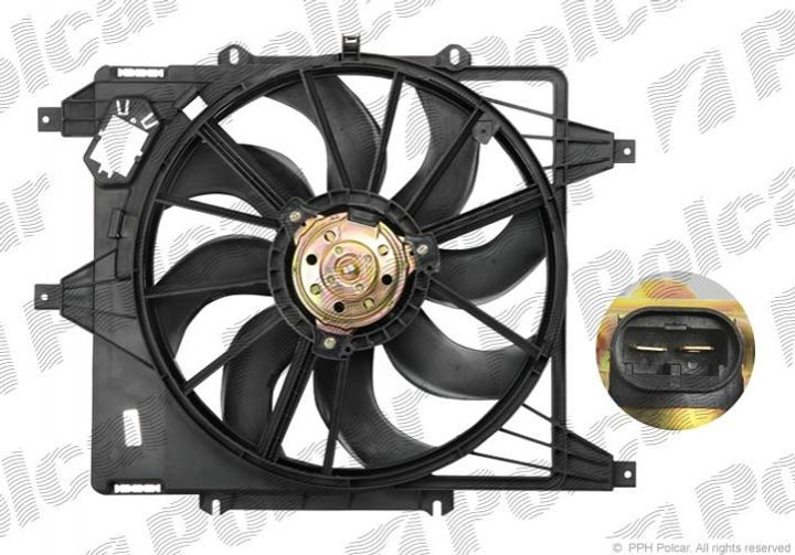 Вентилятор охлаждения двигателя Polcar 601523W1 Renault Clio, Megane, Kangoo 7701044185, 7701045816, 7701048284 - изображение 1