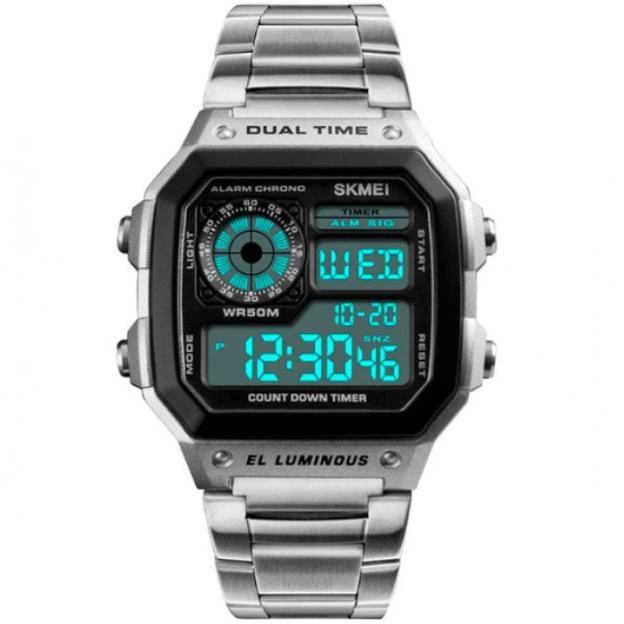 Мужские наручные часы Skmei Ripple Silver 1335S с кварцевым механизмом водостойкий - Фото 3 Мужские наручные часы Skmei Ripple Silver 1335S с кварцевым механизмом водостойкий - изображение 3