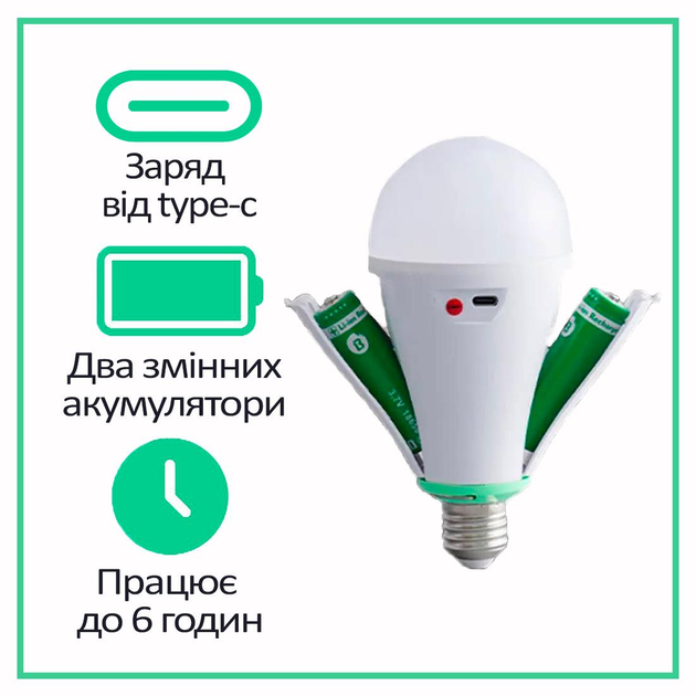 Лампа с аккумулятором, лампа светодиодная аккумуляторная E27, LED ...
