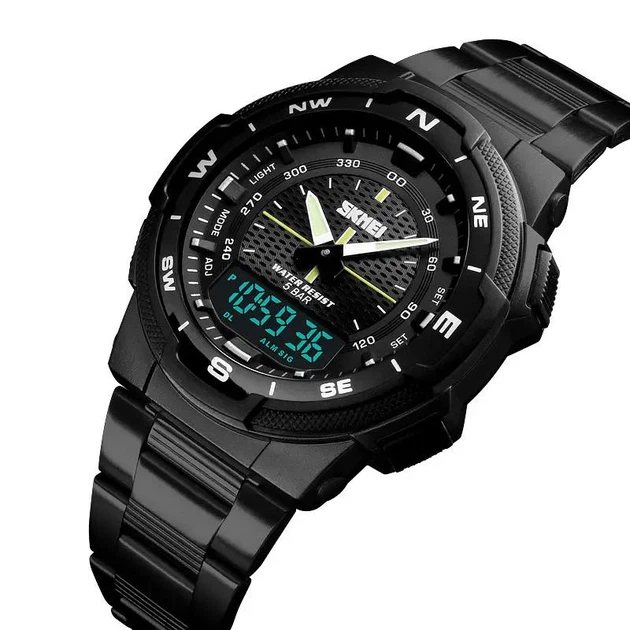 Мужские наручные спортивные часы Skmei 1370 Marshal Черные - изображение 2